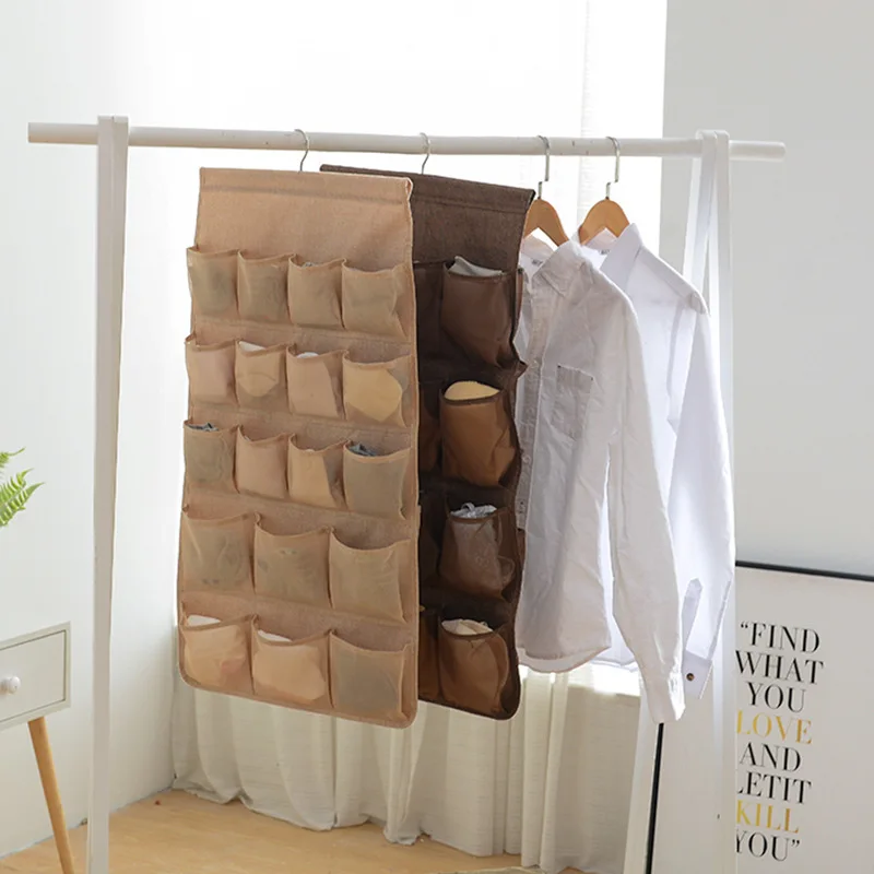 Underwear Bra Knickers Hanging Storage Bag For Wardrobe Quality 44.5*83cm 18 Grids Hanging Organizer 4 Colors Closet Organizer