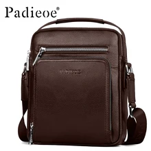 PADIEOE Brand Men Messenger Bag 100% Genuine Leather Casual Crossbody Bag Business Men’s Handbag Bags for gift Shoulder Bags Men