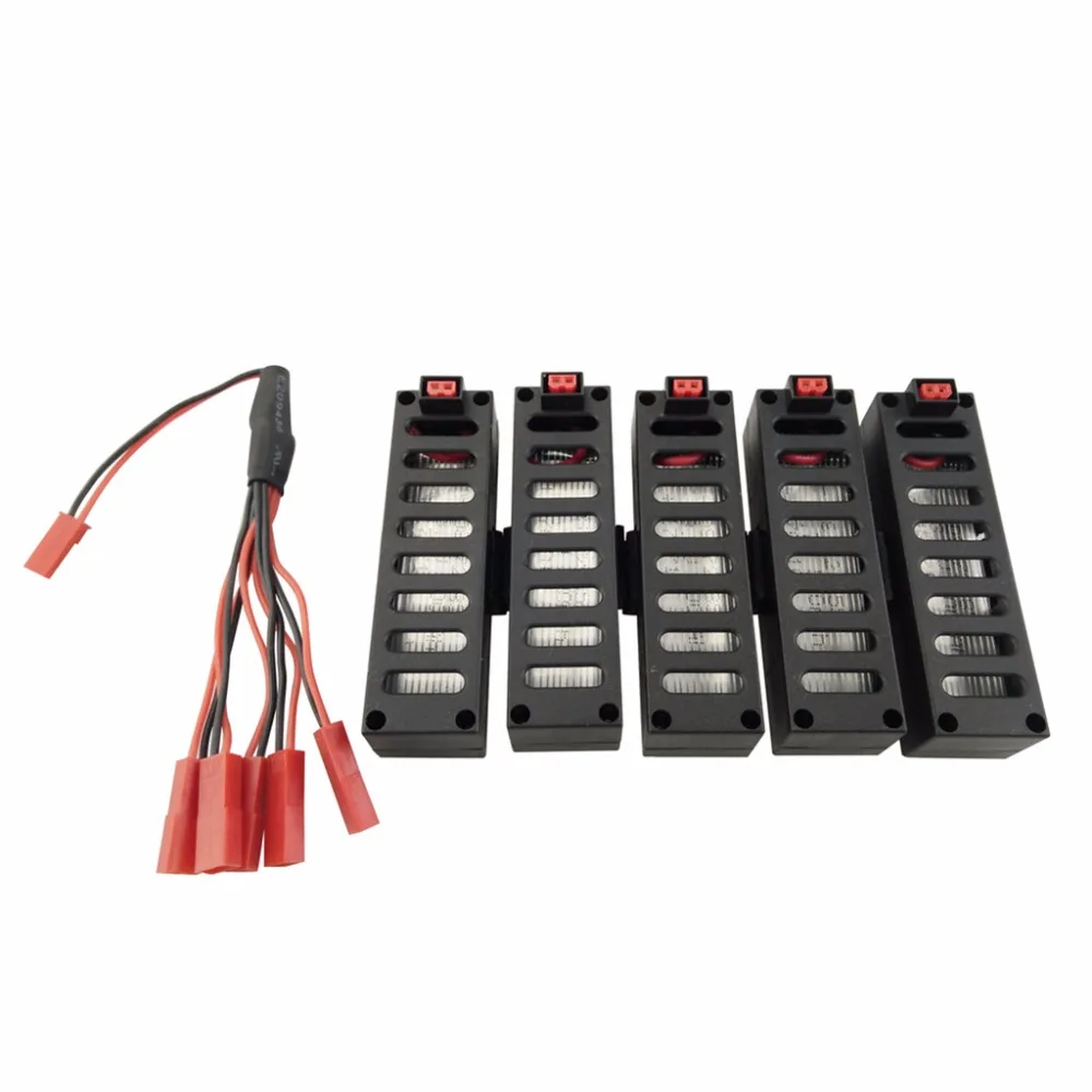 

RC accessories 5pcs 3.7V 500mAh battery + 1 For 5 charging cable for JY018 GW018 F8 EACHINE wifi quadcopter drone Spare Parts
