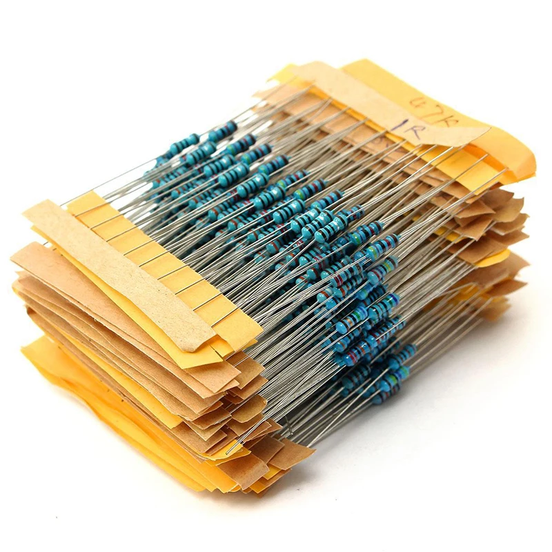 

500pcs 50 Values Metal Film Resistors 1/4W 1% 1Ohm-10M Ohm Resistance Components Assortment Kit Mayitr