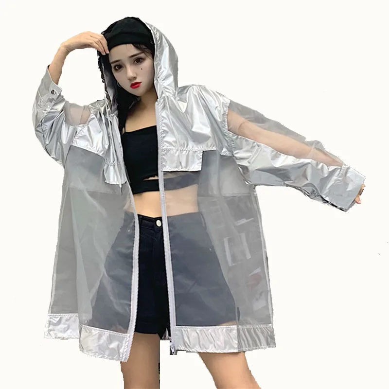 

Summer OVERSIZE Hooded Perspective Jacket Long Loose Streetwear Harajuku Coat Hoodies Summer Thin Jacket For Student