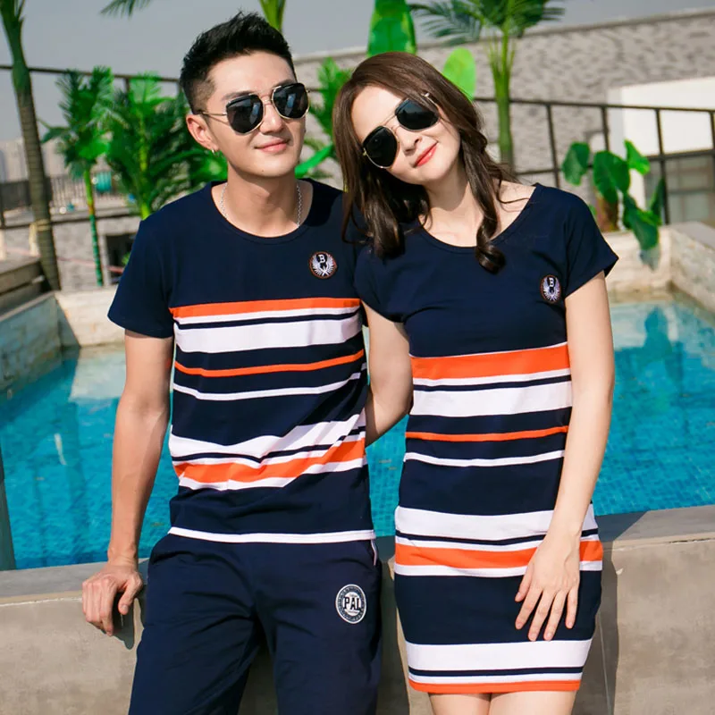 Family Matching Outfits summer Fashion Striped T-shirt Outfits Mother And Daughter Dresses And Father Son Baby Boy Girl 3