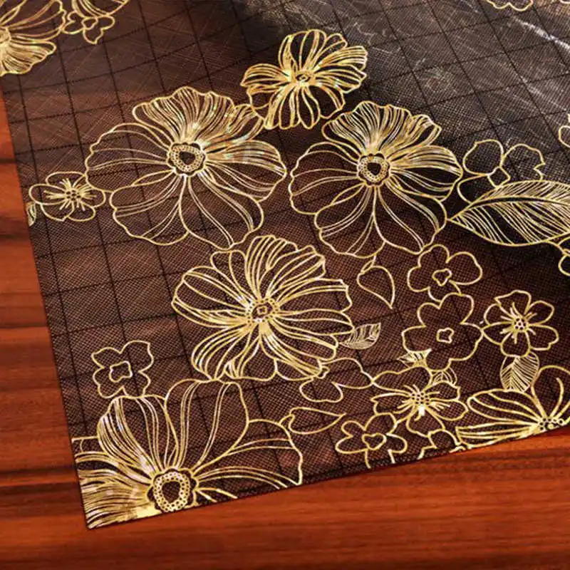 Golden Flower Table Cloth Rectangular Pvc Tablecloths Waterproof Square Plastic Table Cloths Table