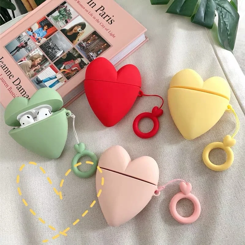

Cute Case for AirPods Silicone Bluetooth Earphone Charging Box Case for Airpods 2 Cartoon Protective Cover 3D Design Luxury love