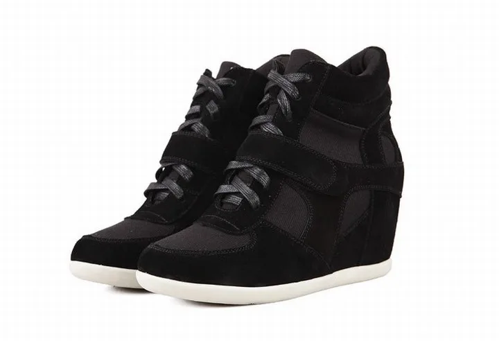 

2017 fashion women wedge platform shoes for woman hidden high heel height increasing high top casual ladies shoes tenis feminino