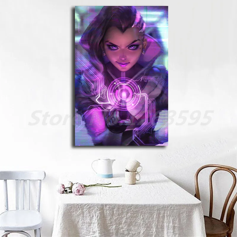 Sombra Overwatchs HD обои настенные художественные холст постер и печать Картина