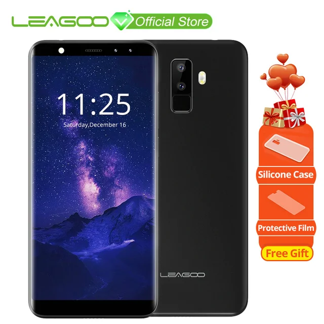 LEAGOO M9 5,5 "18:9 полный Экран четыре-камеры Android 7,0 mt6580a четыре ядра 2 ГБ Оперативная память 16 ГБ Встроенная память 8.0MP отпечатков пальцев 3G wcdma мобильного телефона