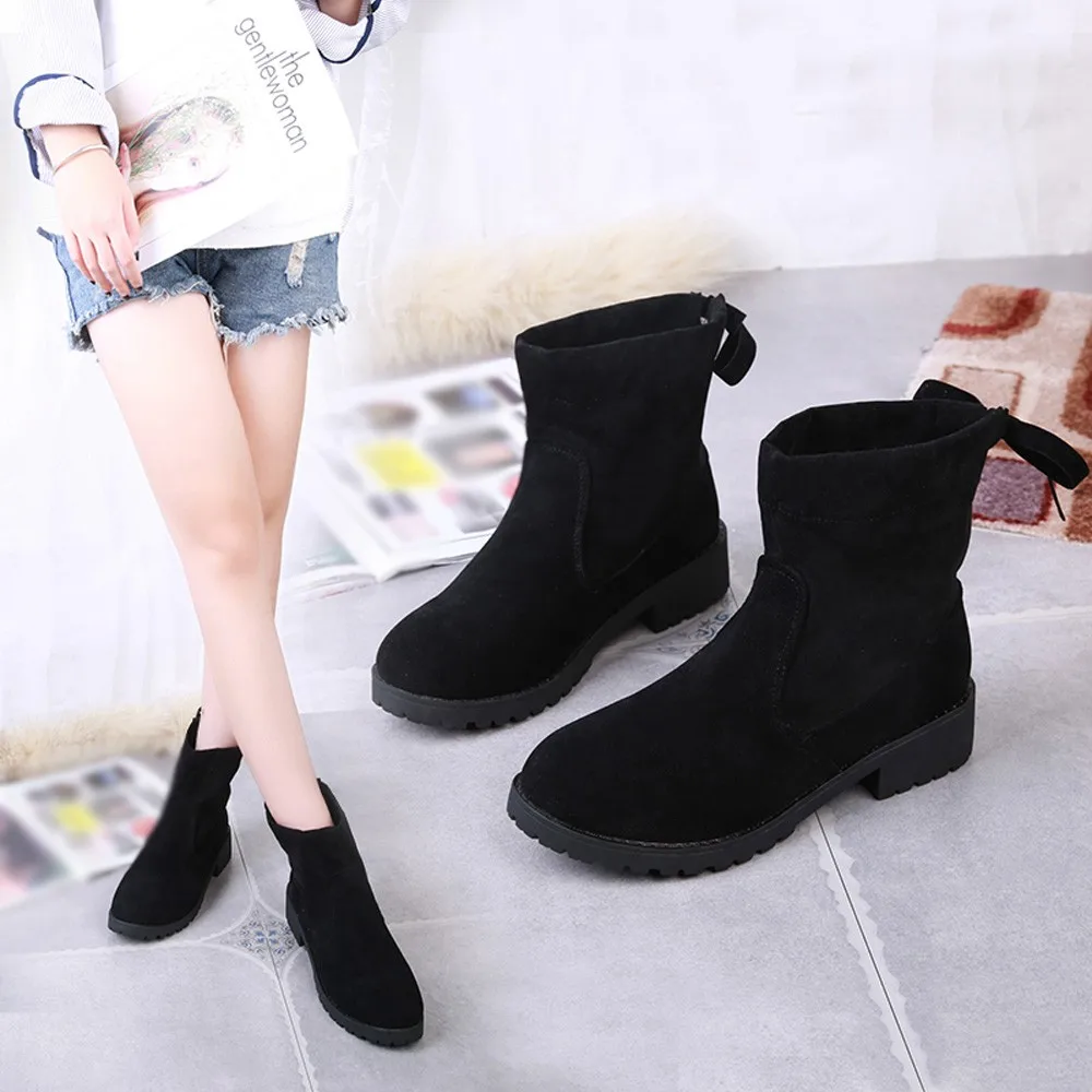 

British Wind Suede Complex Valley Bare Boots Platform Women's Boots Fashion Pure Color Ankle Boot shoes woman bota feminina #C12