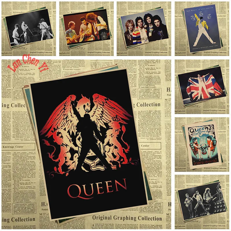

Queen Band Music Kraft Paper Poster Vintage High quality Printing Drawing core Decorative Painting