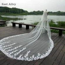 Luxury 3.5M White Ivory Cathedral Wedding Veils Long Lace Edge Bridal Veil with Comb Wedding Accessories Bride Mantilla Veil
