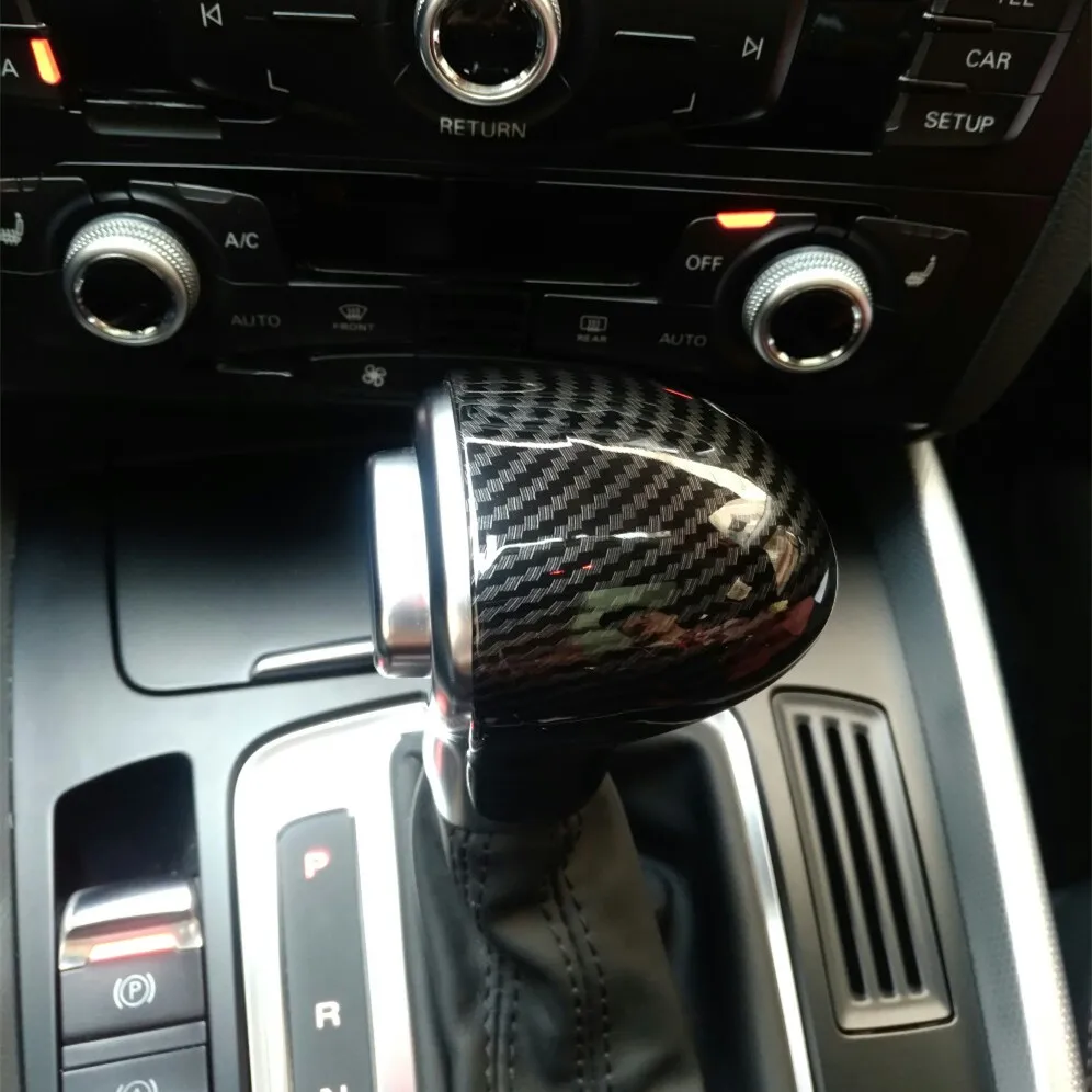 Углеродное волокно цвет ручка переключения передач рамка крышка наклейка для Audi A3 8 в S3 A4 B8 A5 A6 C7 S6 A7 S7 Q5 ручка переключения передач наклейка на голову