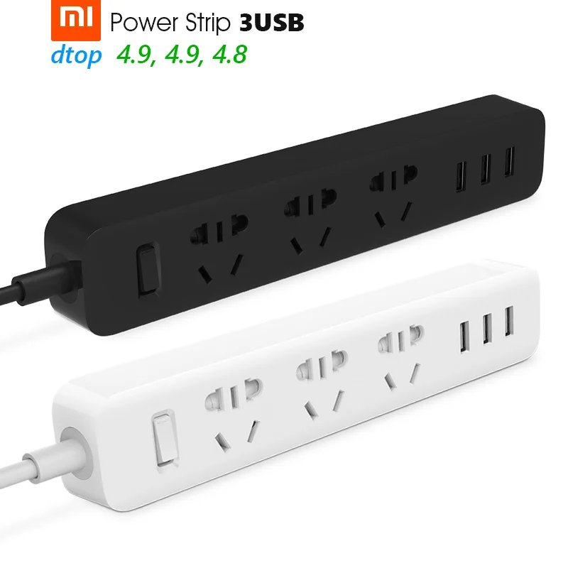 

Original Xiaomi Power Strip 3 sockets (3 five-hole) 3 USB self-adaption charging (5V=2.1A Single, 15W MAX)