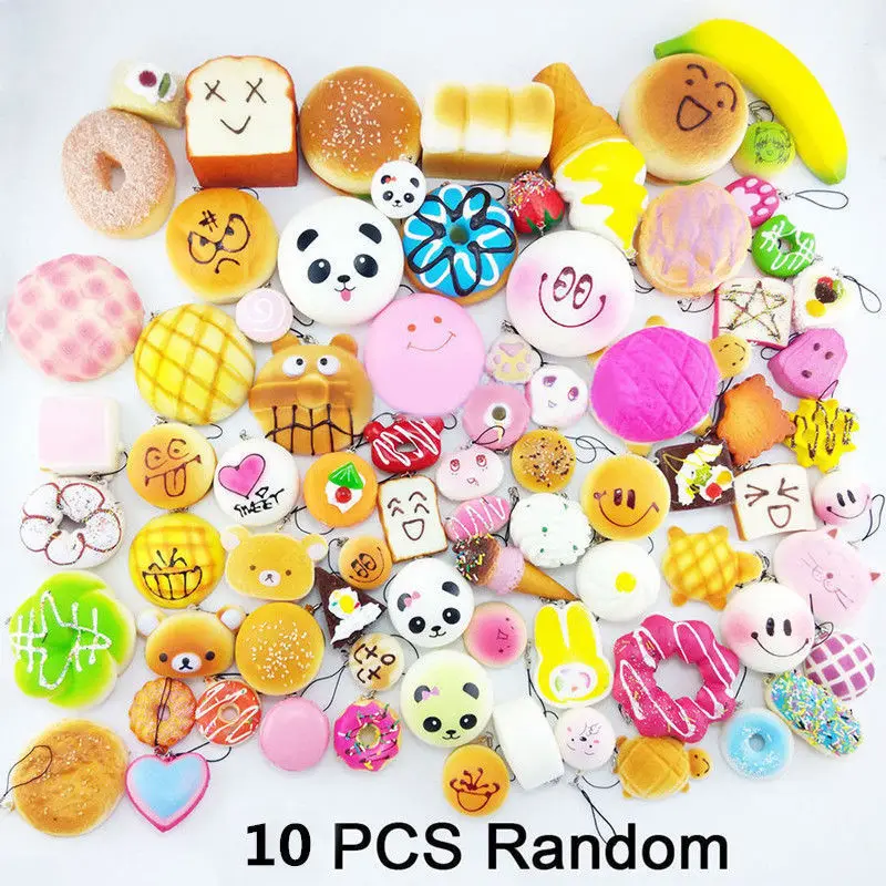 

100X/set Lot Mini Random Squishy Soft Panda/Bread/Cake/Buns Phone Straps Charm cute