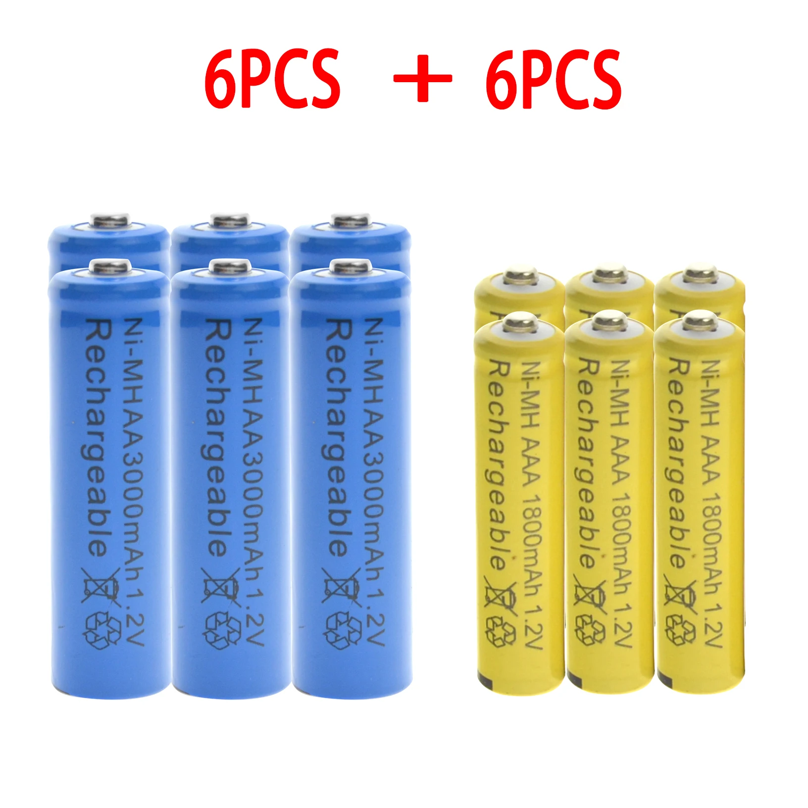 1-24 шт синий AA 3000mAh+ 1-24 шт желтый AAA 1800mAh NiMH аккумулятор RC MP3 часы