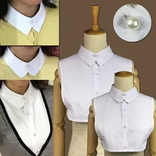 Классический хлопок белый нежный жемчуг Пряжка воротник Удобная дикая блузка с ложным воротником