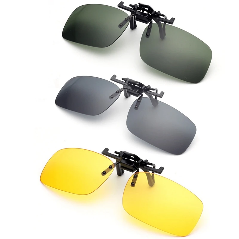 1Pcs Clip On Sunglasses Driving Night Vision Lens Sun Glasses Male Anti-UVA For Men Women With Case & Glasses Cloth 1Pcs Clip On Sunglasses Driving Night Vision Lens Sun Glasses Male Anti-UVA For Men Women With Case & Glasses Cloth