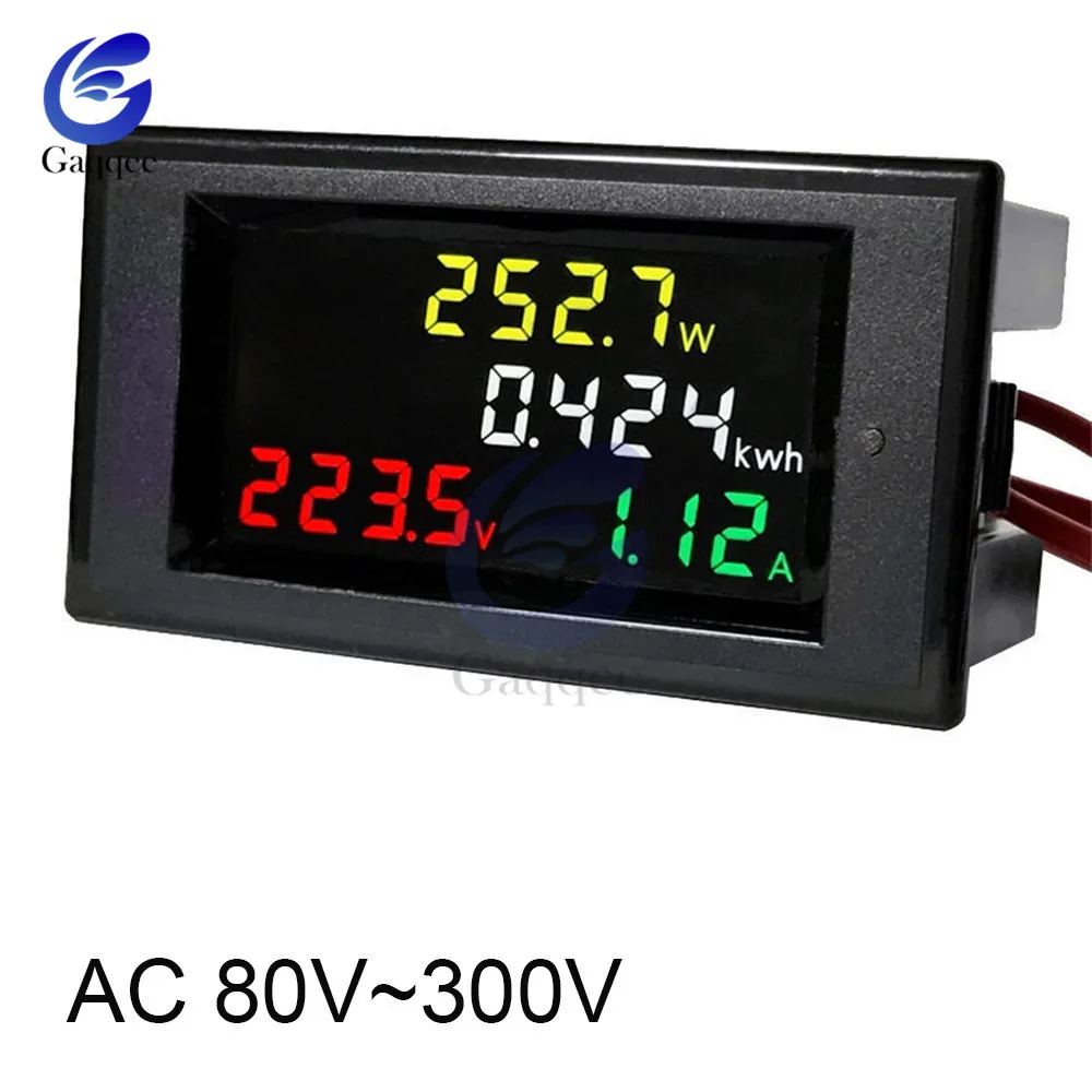 100A AC 80 V-450 V светодиодный цифровой вольтметр Амперметр AC 110V 220V силовой измеритель напряжения тока зарядное устройство тестер детектор монитор - Цвет: AC 80V-300V