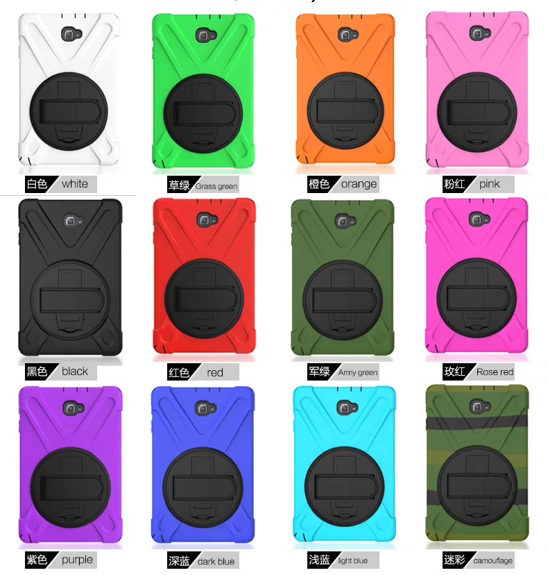 For Samsung TAB S2 T710 shockproof rotate 360 Heavy Duty PC Silicon Stand Armor Cases, Kids Safe Case with  Hand Strap
