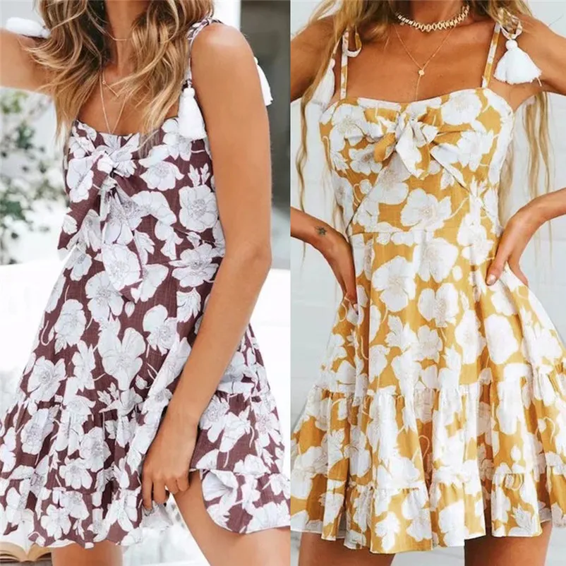 Fashion summer dress 2018 Beach dress Women Ladies Floral Printing Sleeveless Mini Dress Casual Dress vestido robe J12#N (15)
