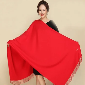 

Wholesale New Red 100% Soft Women's New Large Fashion Fine Tassels Cashmere Pashima Thick Long Shawl Scarfs Wrap Warm112003