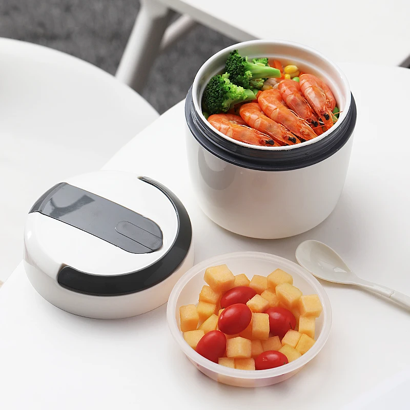 

Special Ceramic Lunch Box Bento Round 1200ml With Spoon Hiding Handle Portable Health Design Eco-Friendly Thermal Insulation