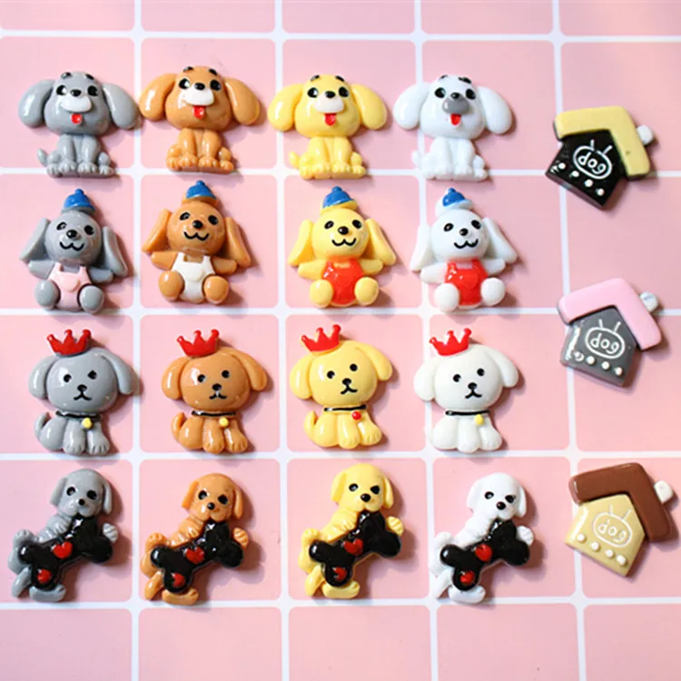 

10pcs doggie dog bone dog crown resin flatback for phone case stickers on mobile phone decoration diy craft supplies