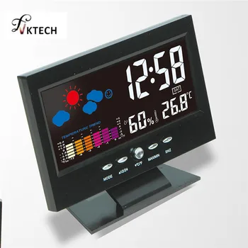 

Colorful LCD Calendar Digital Thermometer Hygrometer Weather Station Alarm Clock Voice Control Backlight Temperature Tester