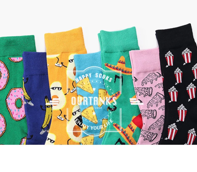Новые мужские носки с креативным рисунком в виде пончиков, серия десертов, забавные Женские носочки, хлопковые Повседневные носки