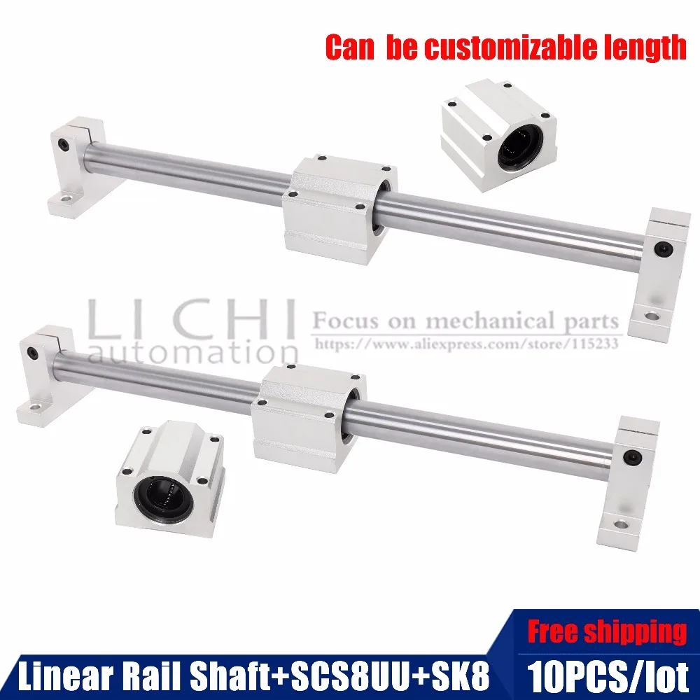 

Freeshipping Linear Rail Shaft +SCS8UU Linear Bearing Aluminum Blocks With SK8 Fixed Bearings for 3D printer Slip Motor