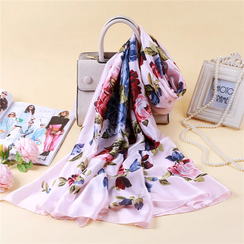 Luxury 2019 Designer Women Silk Scarf Foulard Female Hijab Floral Print Lady's Beach Shawls and Wraps Pashmina Scarfs | Аксессуары