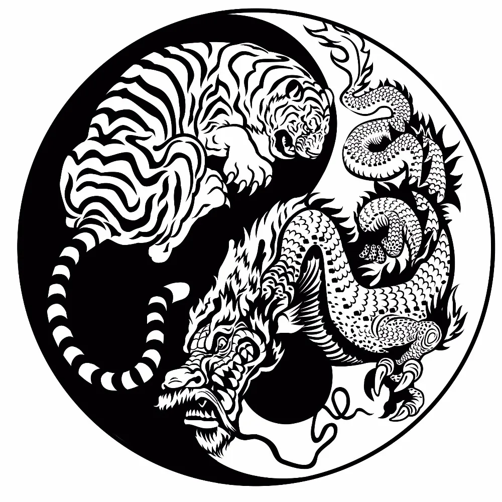 Wall Decals Hidden Dragon Crouching Tiger Vinyl Wall Sticker Asian Mythology Style Poster Home Decor Yin Yang Vinyl Art Ay1068 Wall Stickers Aliexpress