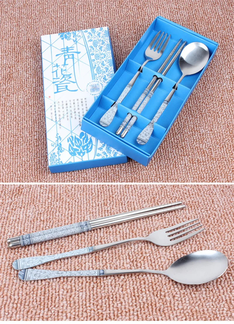 1set Lovely Stainless Steel Tableware Sets Fork Gift Box Packing Fork