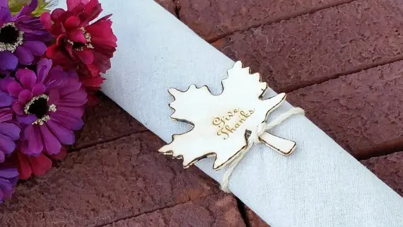 

Custom Engraved, Fall Leaf Napkin Rings, Give Thanks, Thanksgiving Table Decor