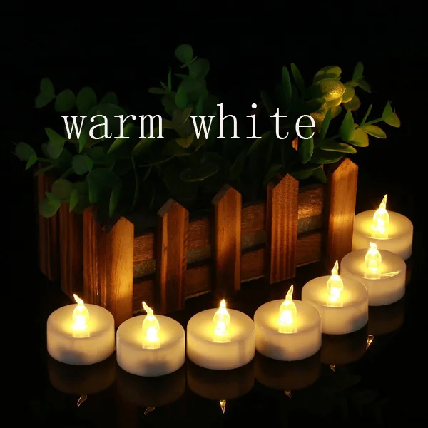 Упаковка из 12 мини янтарных мигание velas con pilas беспламенные свечи бездымные свеча с питанием от аккумулятора для тыквы и рождественской елки - Цвет: warm white not flash