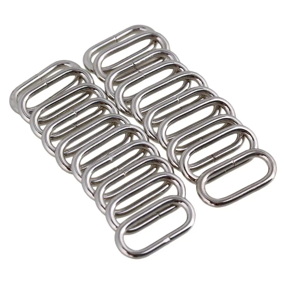 

Silver Metal Iron Plated Oval Shape Strap Purse Bag Buckle Loop Ring Pack of 20