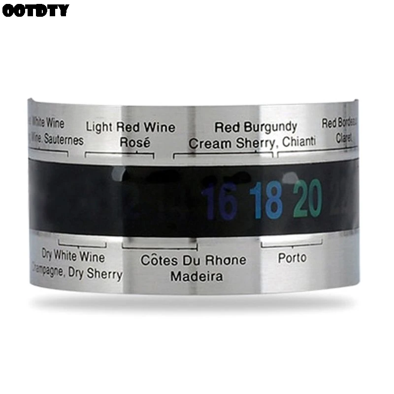 

Stainless Steel Red Wine Thermometer 4-26℃ Temperature Sensor Bracelet LCD Display Bar Party Kitchenware