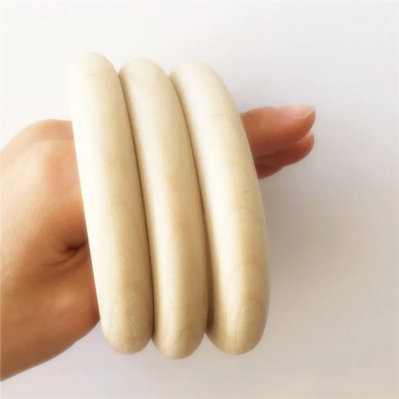 Chenkai 10pcs 100mm 4'' baby Wooden Teether Ring Nature Wooden Teething infant shower pacifier dummy chewing sensory 10cm toy