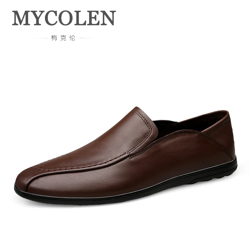 En Casuales Hombres Brown red dark Los Brown Pisos Zapatos Herren Mocasines Marca Mycolen Cuero Lujo Negro Schuhe Resbalón Hombre De SfFxHd8