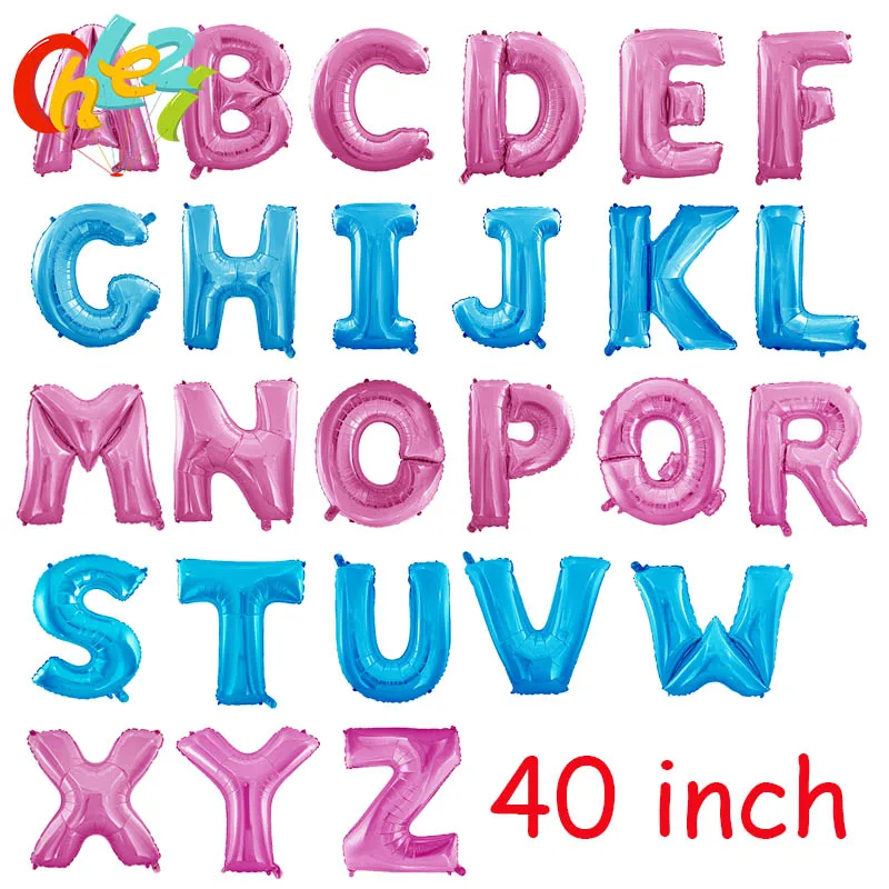 

40 Inches Pink Blue Letter Foil Balloons Large Helium Birthday Party Banner Wedding Decor alphabet Air Ballons Holiday Supplies