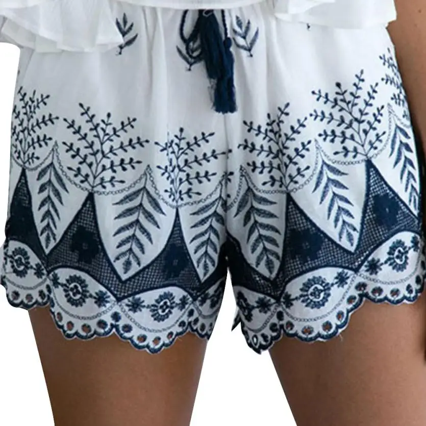 Mooistar W030 2017 Women Summer Lace Embroidery Bohemian Casual Shorts