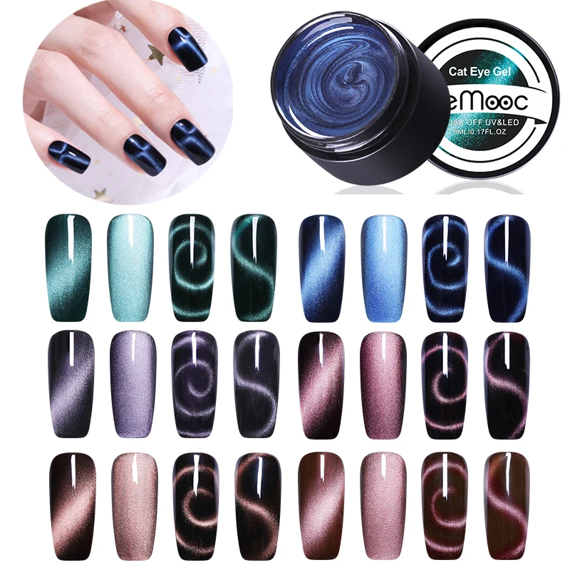 

LEMOOC 5D Cat Eye UV Gel Nail Polish Magnet Laser Nail Art Lacquer Starry Sky Effect Varnish Black Base Needed For a Manicure