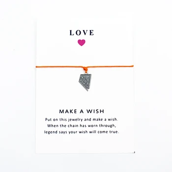 

Ancient Silver Letter NEVADA Map Wish Bracelet Jewelry Wax Rope Wish Card Wish Adjustable Bracelet Jewelry