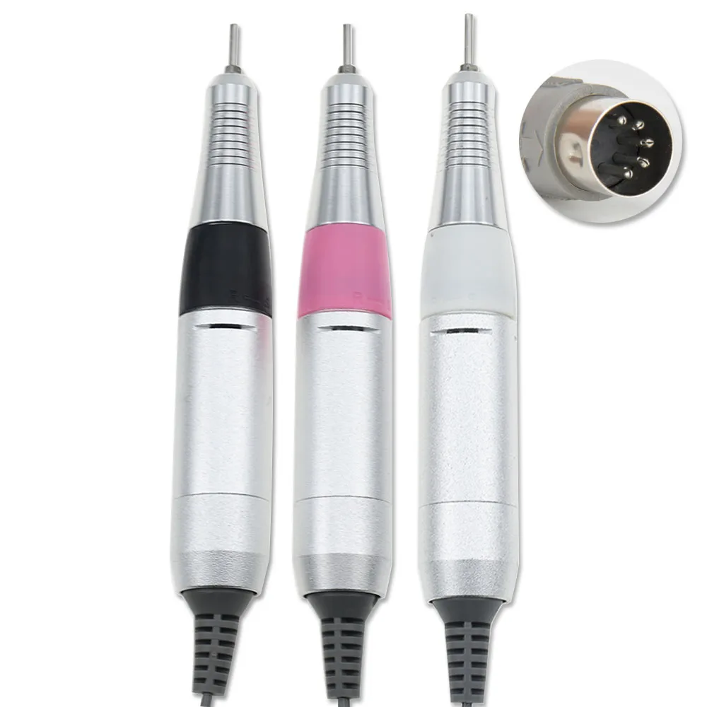 Baratos 35000RPM taladro eléctrico de uñas mango de Metal cerradura giratoria pieza de mano para manicura taladro máquina accesorios herramientas de arte de uñas