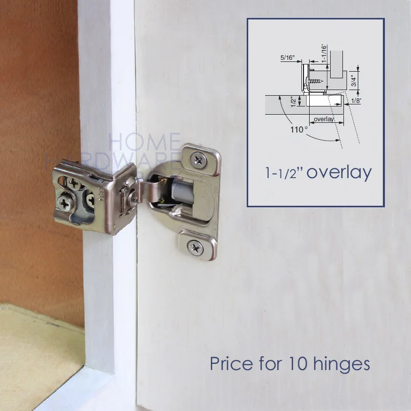 10 Pc Soft Close Frame Cabinet Door Hinge 1 1 2 Overlay 3
