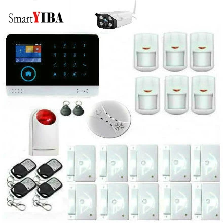 SmartYIBA WIFI GSM 2G GPRS Alarm System Wireless Smart House Security APP Remote Control DIY Kit Multi Language Switchable