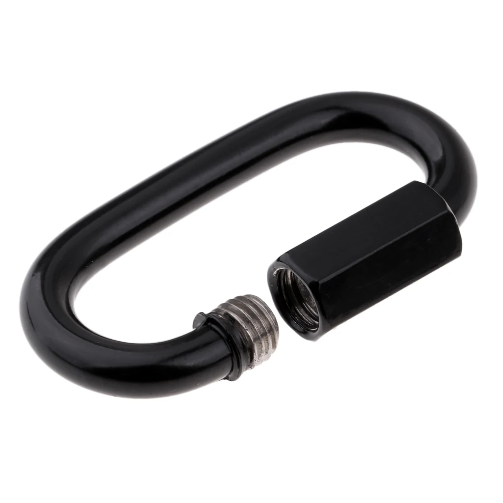 Stainless Steel D Shape Locking Carabiner Quick Link Chain Connector Keychain Buckle