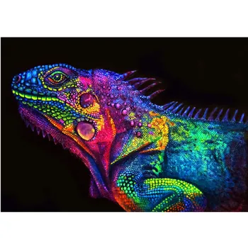 

Painting By Numbers DIY Dropshipping 40x50 50x65cm A glowing chameleon Animal Canvas Wedding Decoration Art picture Gif