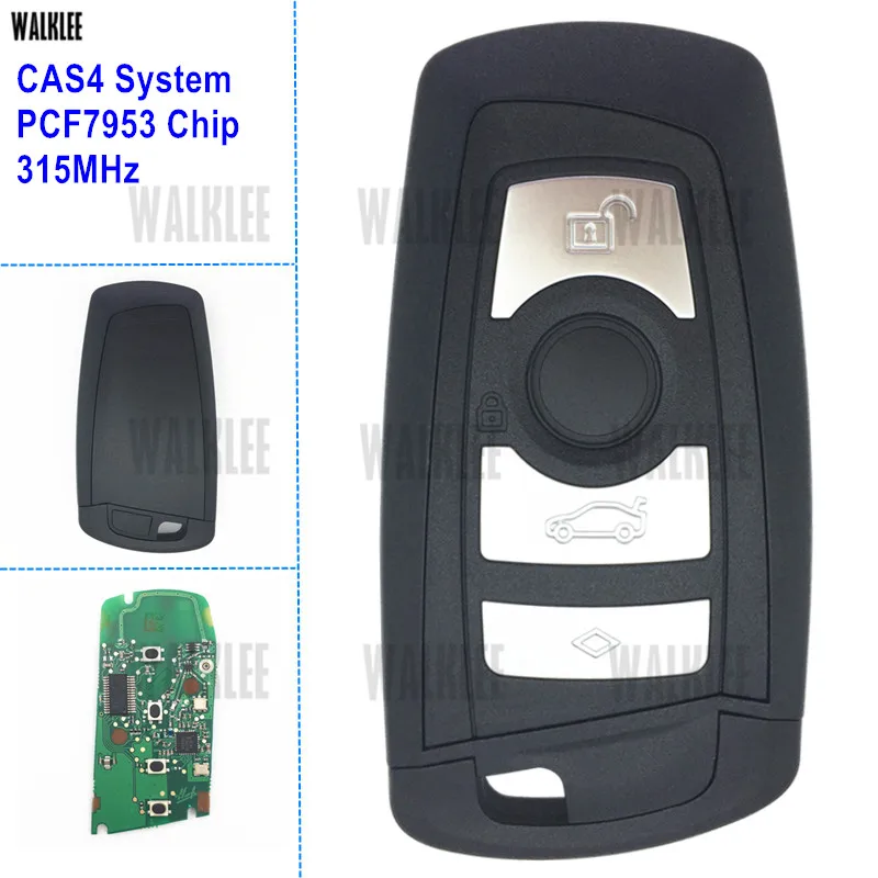 cheap WALKLEE Black Color 4 Buttons Smart Key Car Remote Control work for BMW CAS4 CAS4+ 315MHz Keyless Entry System Auto Door Lock