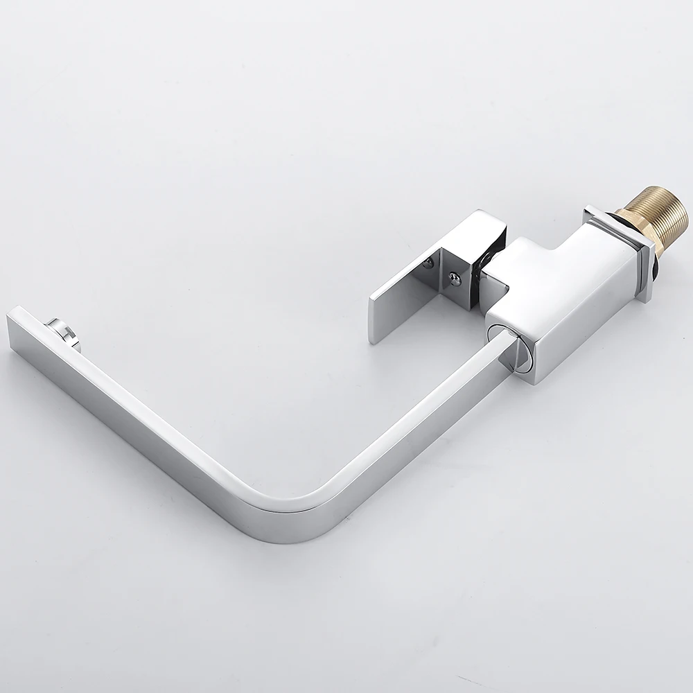 Chrome Square Kitchen Faucet Sink Mono Bloc Single Lever Swivel Spout Brass Cold Hot Mixer Water Tap Kitchen Sink Faucet