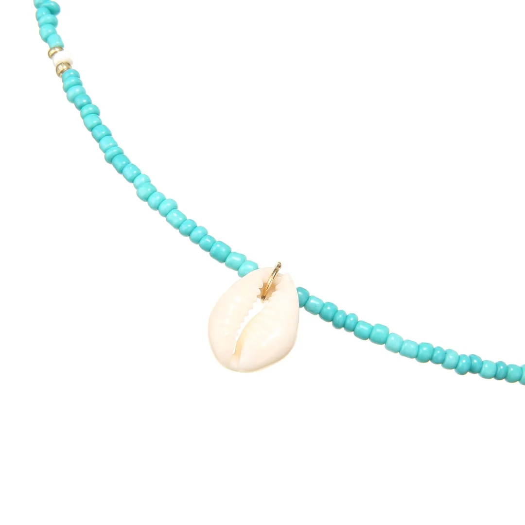 Natural Green Beads Beaded Choker Necklace For Women Girl Summer Beach Conch Sea Shell Pendant Silver Gold Chain Jewelry bijoux